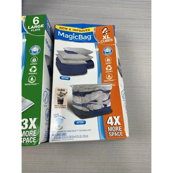 MagicBag Original Instant Space‎ Vacuum Compression Seal Storage Bags LOT W/PUMP